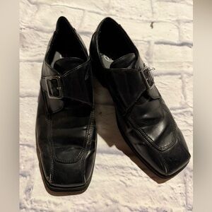 Black Leather Buckle Dress Shoes